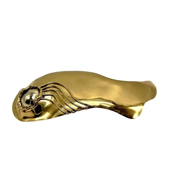 Frajo Vintage Artisan Brutalist Brass 7" Belt Buckle With Abstract Fish Design - Picture 1 of 7